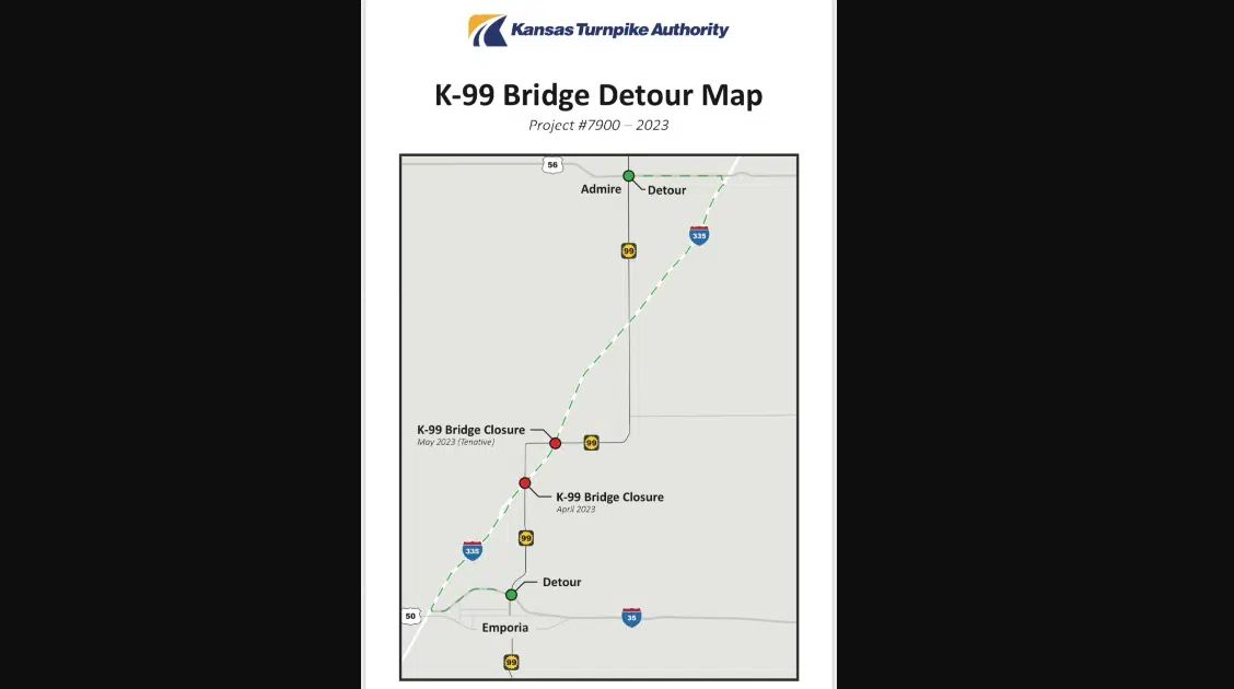 Detour In Effect For One Of Two K 99 Bridges Crossing Kansas Turnpike