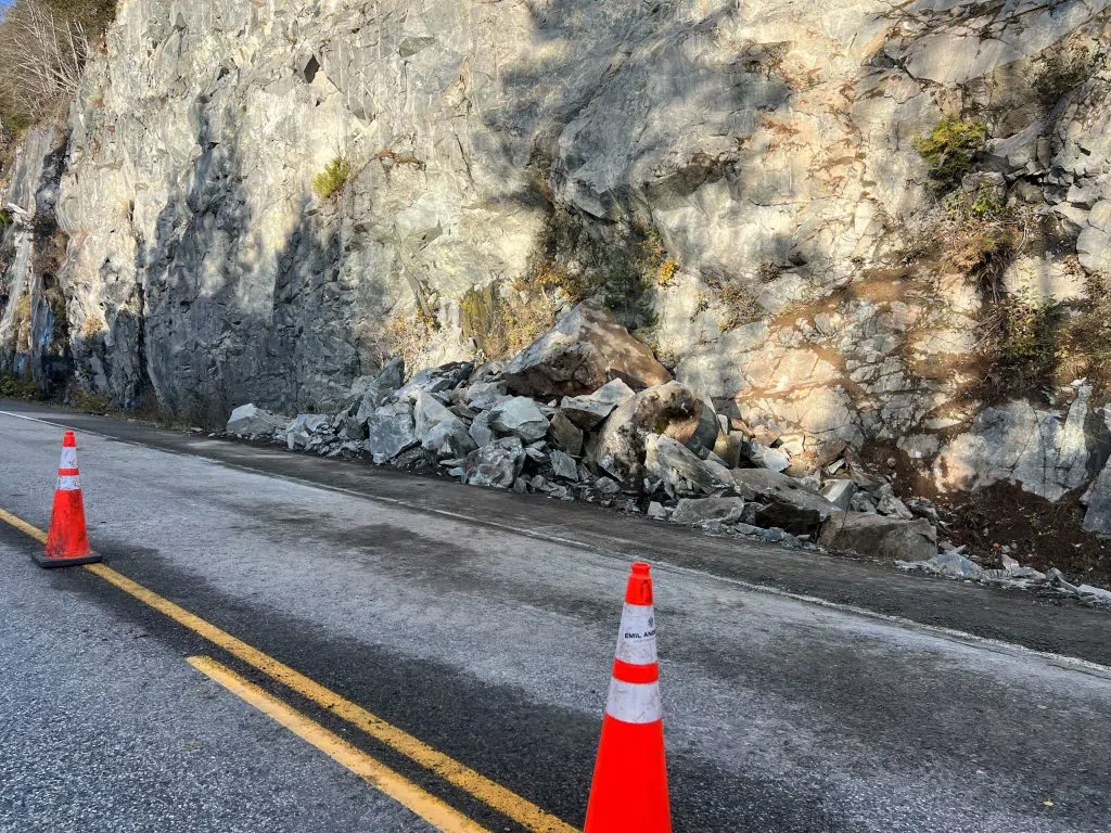 Photo of Highway 16 Rockslide // Courtesy: CFNR's Kobie Smith