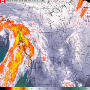 Satellite weather map of Western Canada 7:10am Pacific, February 3rd. 2026Western Canada - IR (10.7 µm) // Courtesy: Environment and Climate Change Canada