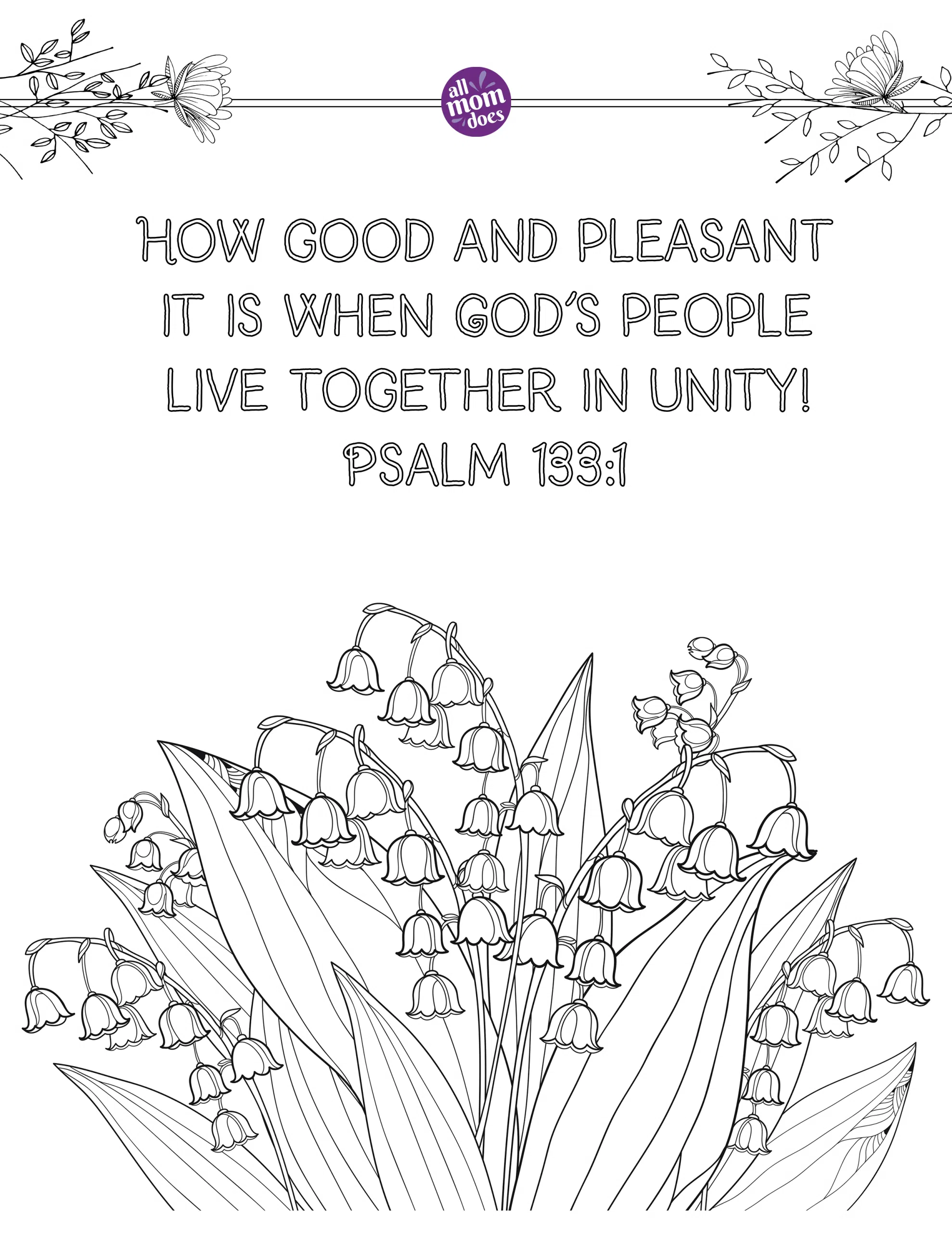 Bible Memory Verse + Coloring Page: Psalm 133:1 | AllMomDoes