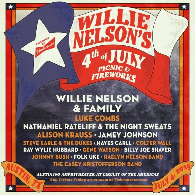 Willie Nelson's 4th of July Picnic Headline Lineup Announced