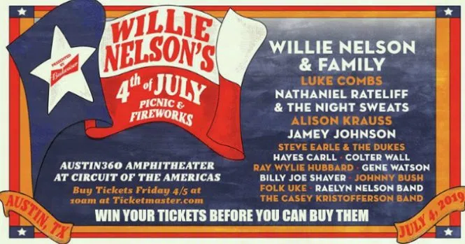 Enter To Win Willie Nelson 4th of July Picnic Tickets (Contest Ended)