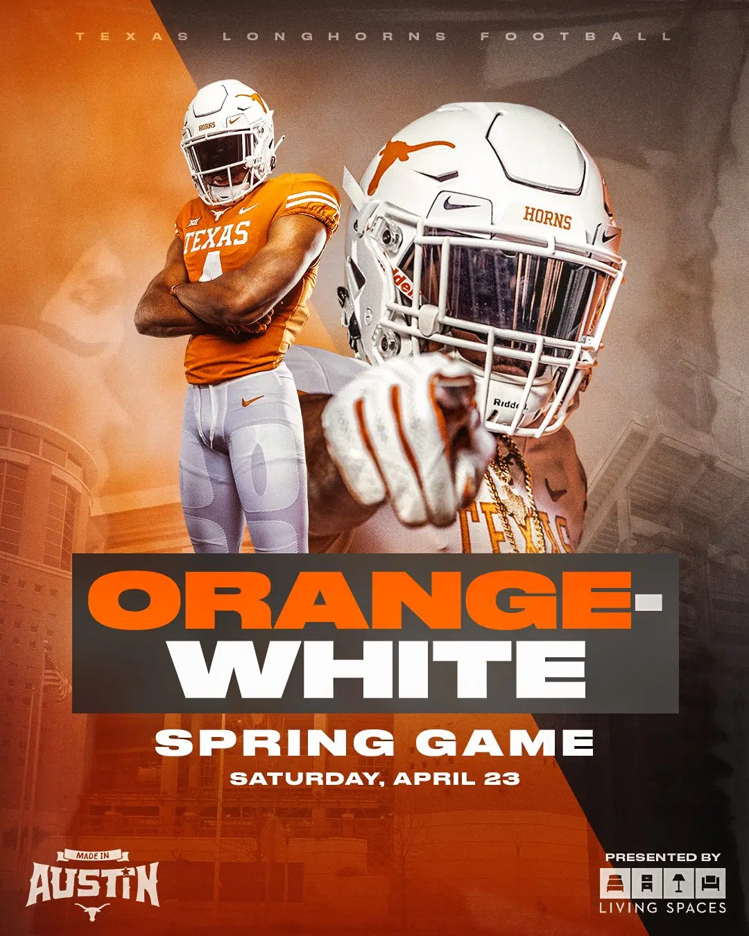 Texas Football Orange-White Game Presented By Living Spaces Set For April 23