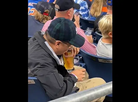Yankees Fan Drinks Beer... With A Homemade Hotdog Straw?!