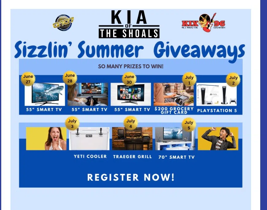 Feature: https://wqlt.secondstreetapp.com/KIA-OF-THE-SHOALS-SUMMER-OF-GIVEAWAYS/