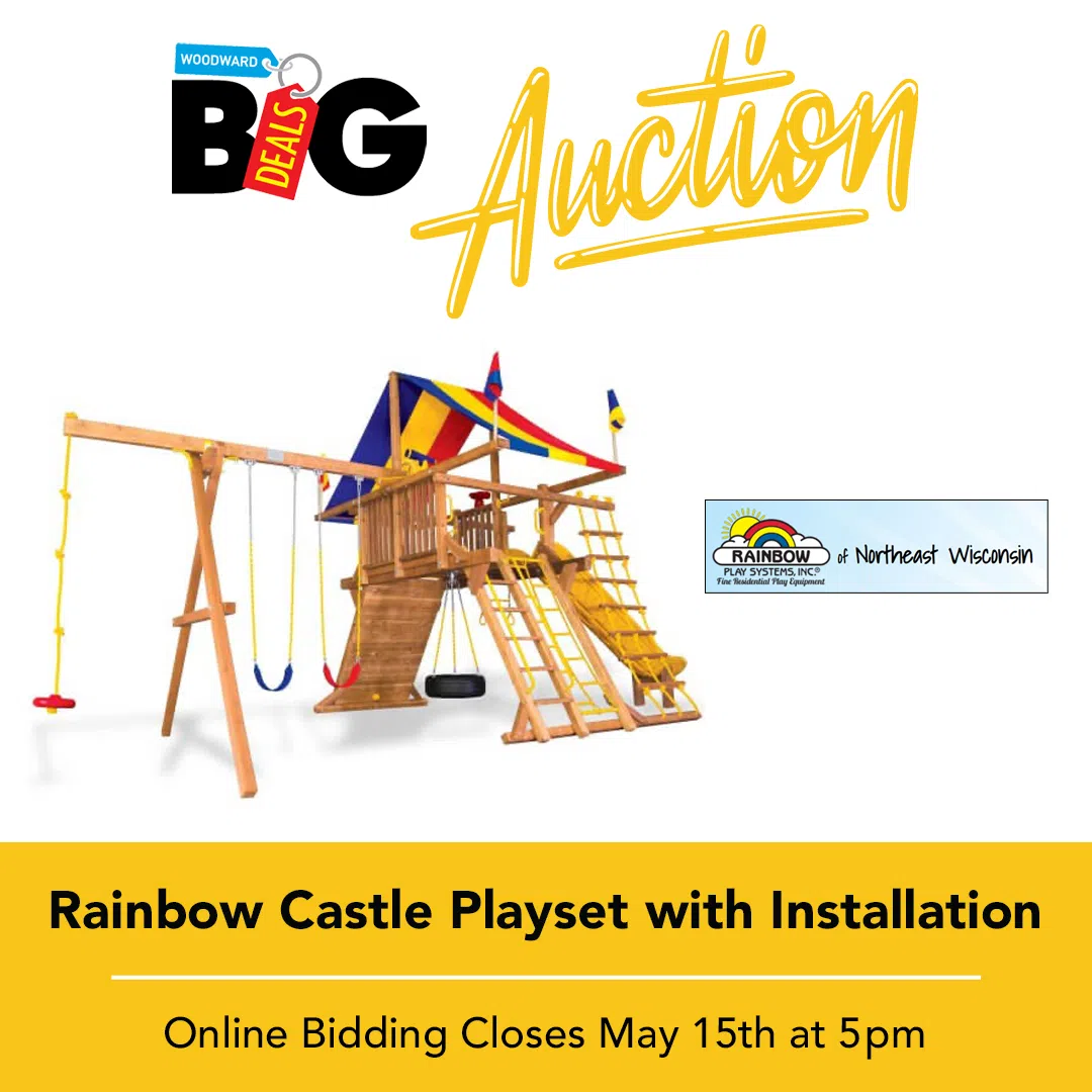 Feature: https://woodward.bigdealsmedia.net/item/69478/rainbow-castle-playset-+-installation