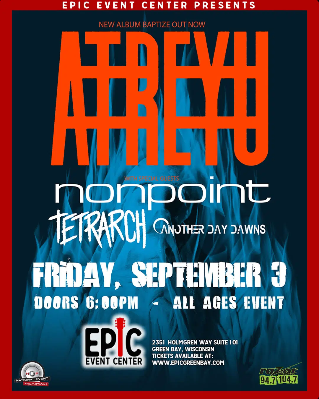 Atreyu, Nonpoint, Tetrach, and Another Day Dawns at Epic Event Center on Friday, September 3rd