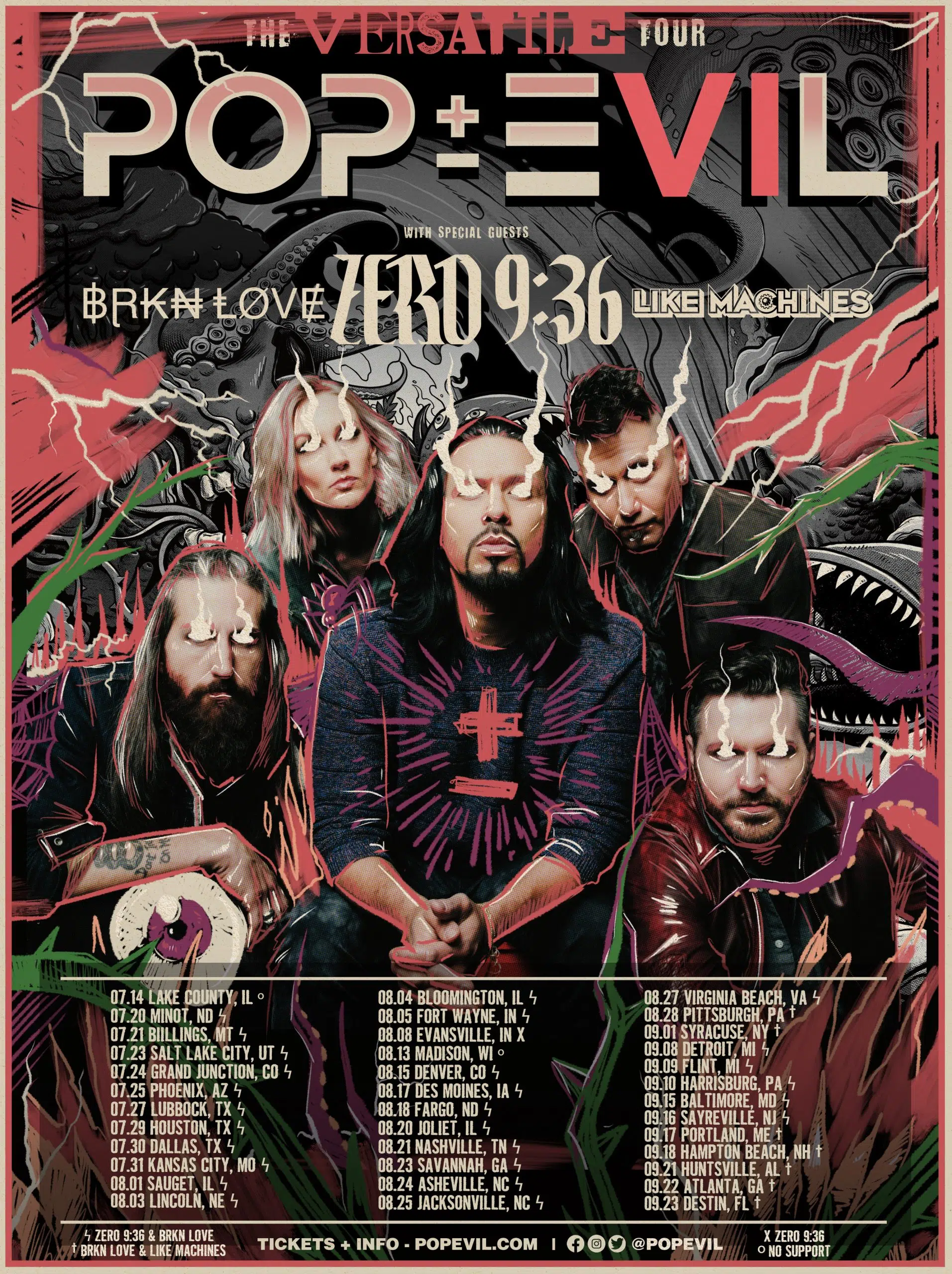 Pop Evil, Zero 9:36, Versus Me, Last Crack | The Versatile Tour at The Sylvee in Madison, Wisconsin on August 13