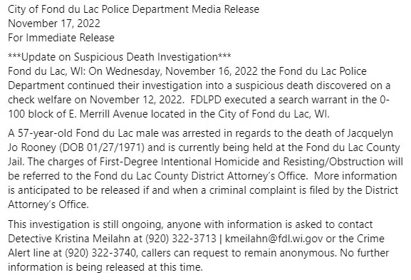 Arrest Made In Connection With Fond Du Lac Womans Death Whby 