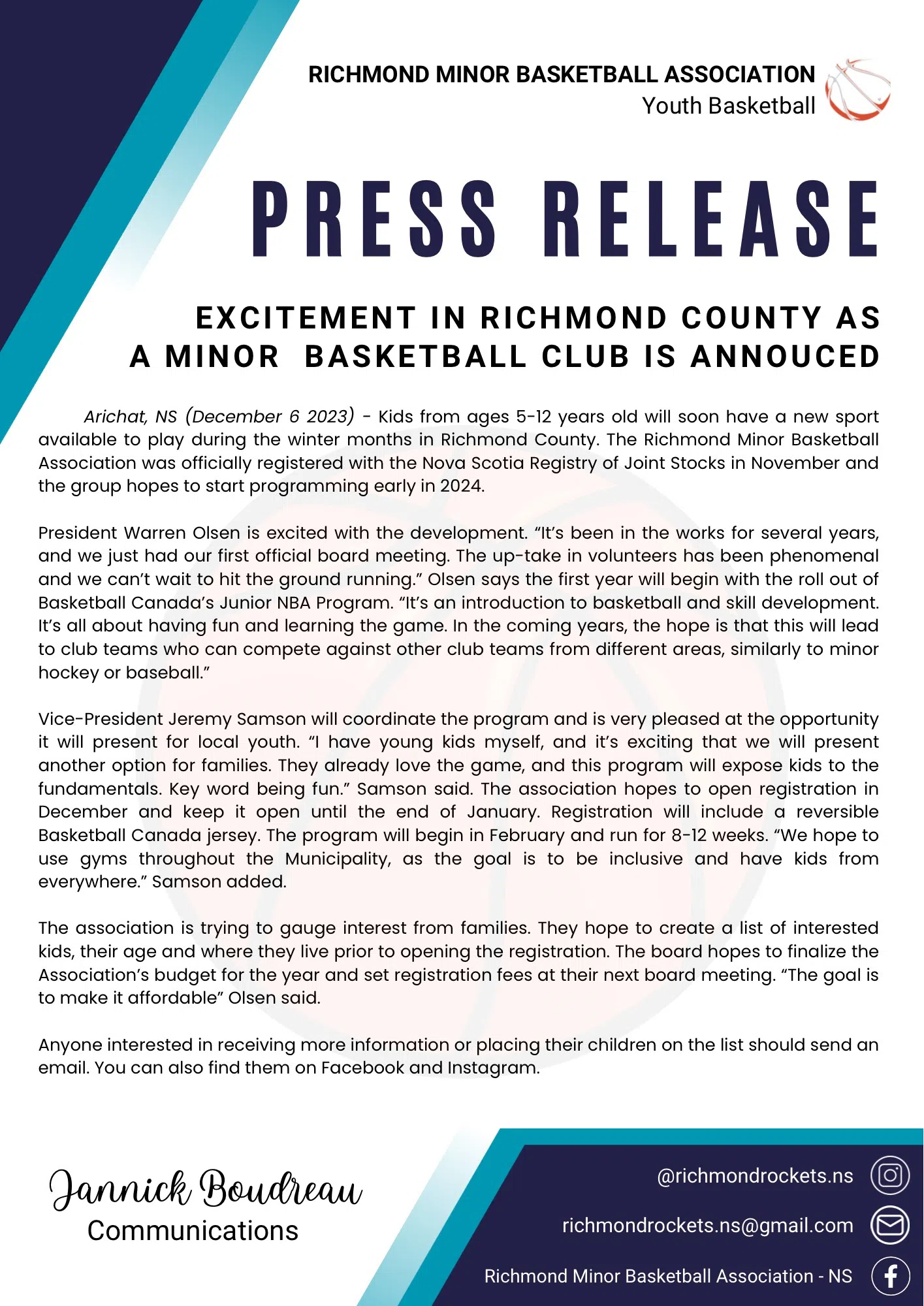 Minor Basketball Club coming to Richmond County