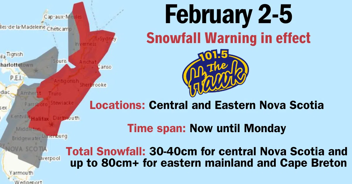 Snowfall warning in effect for the weekend