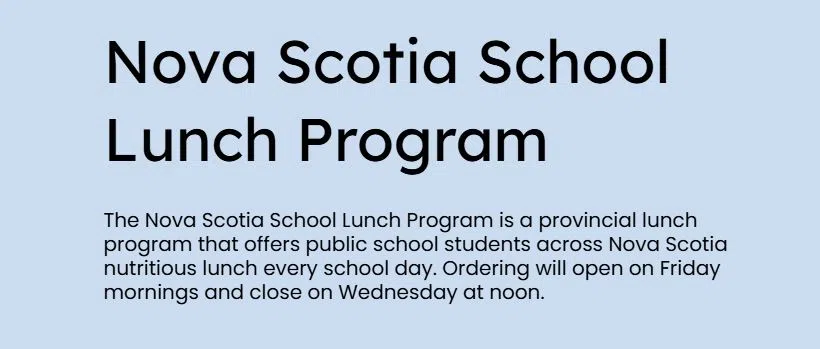 Government wants feedback about the Nova Scotia school lunch program