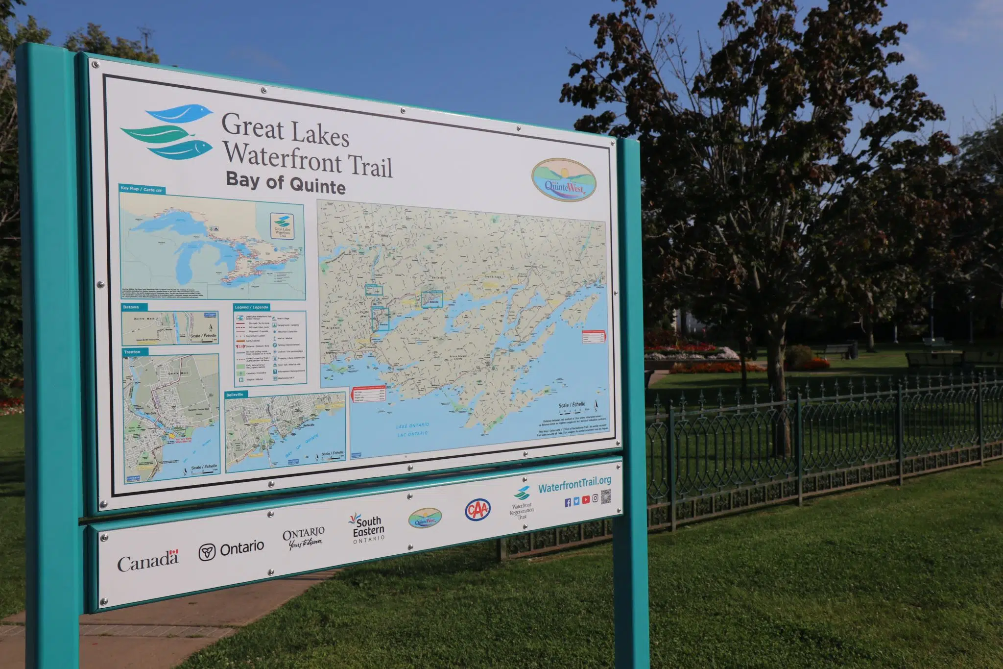 Map of the Great Lakes Waterfront Trail posted in Quinte West