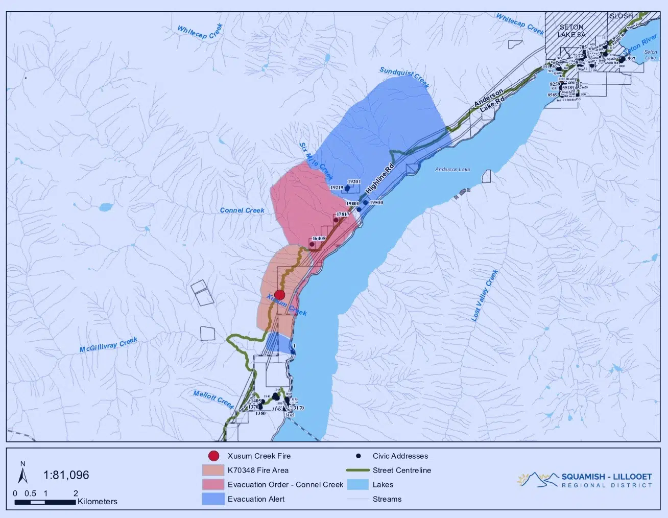 Evacuation orders issued for Highline Road homes near Lillooet