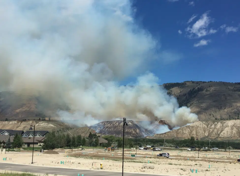 Updated: Grass fire on East Shuswap Road across from Valleyview