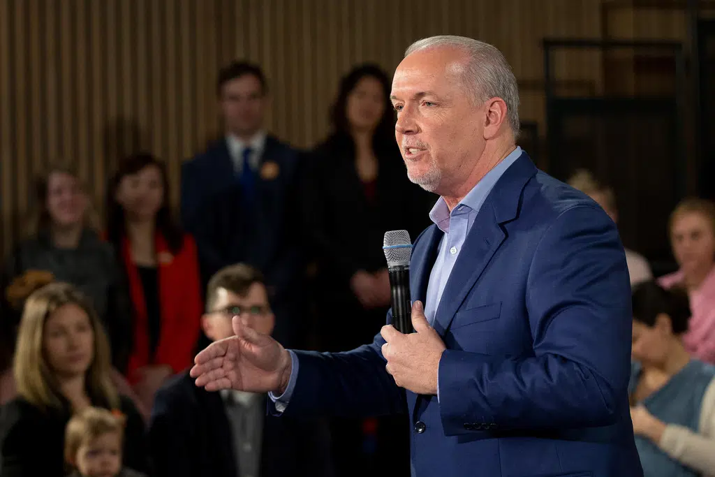 Premier John Horgan on board with an ultra-high speed train connecting BC to Washington and Oregon