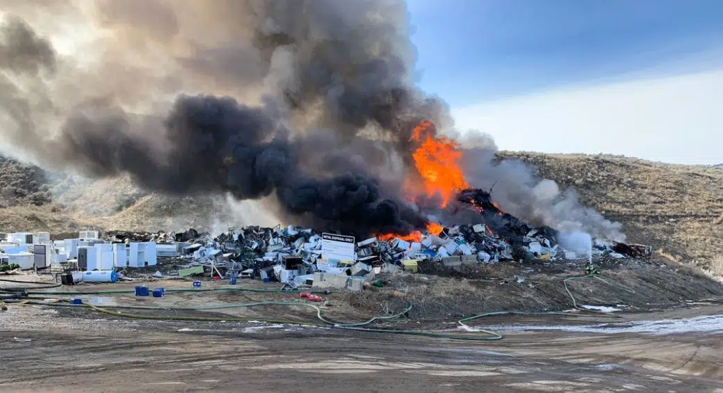 Mission Flats landfill closed as Kamloops firefighters battle blaze in scrap metal pile