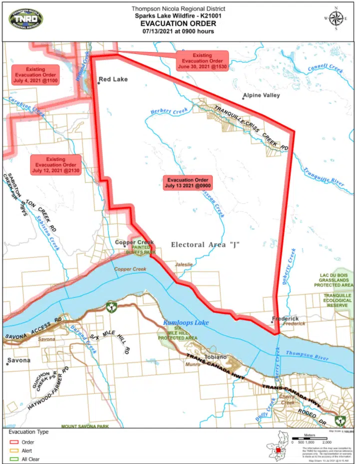 Massive Sparks Lake fire forces 110 new evacuation orders Tuesday