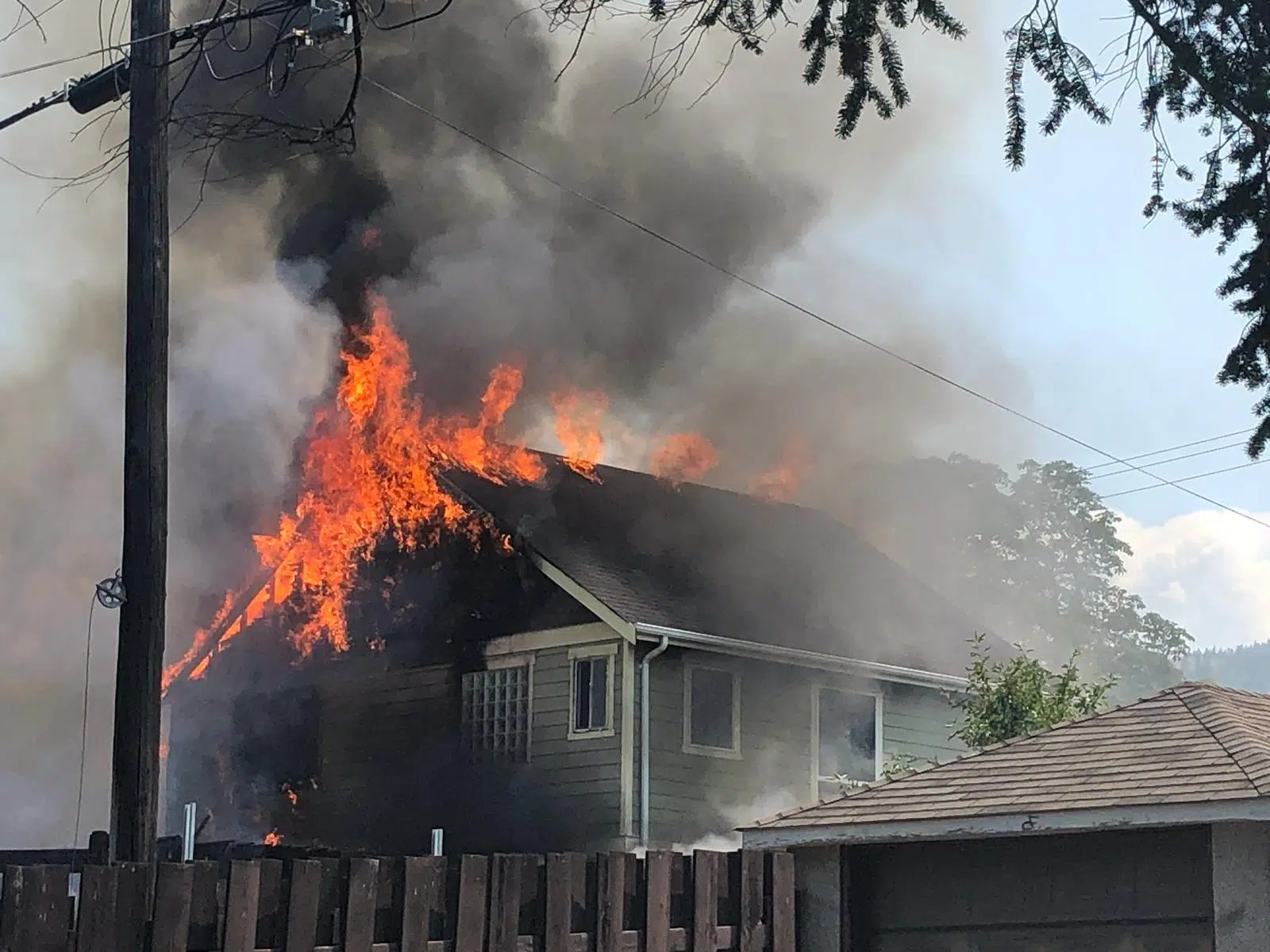 Kamloops firefighters battling house fire on Columbia Street