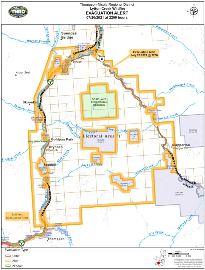 Spences Bridge part of 175 new evacuation alerts from Lytton Creek wildfire