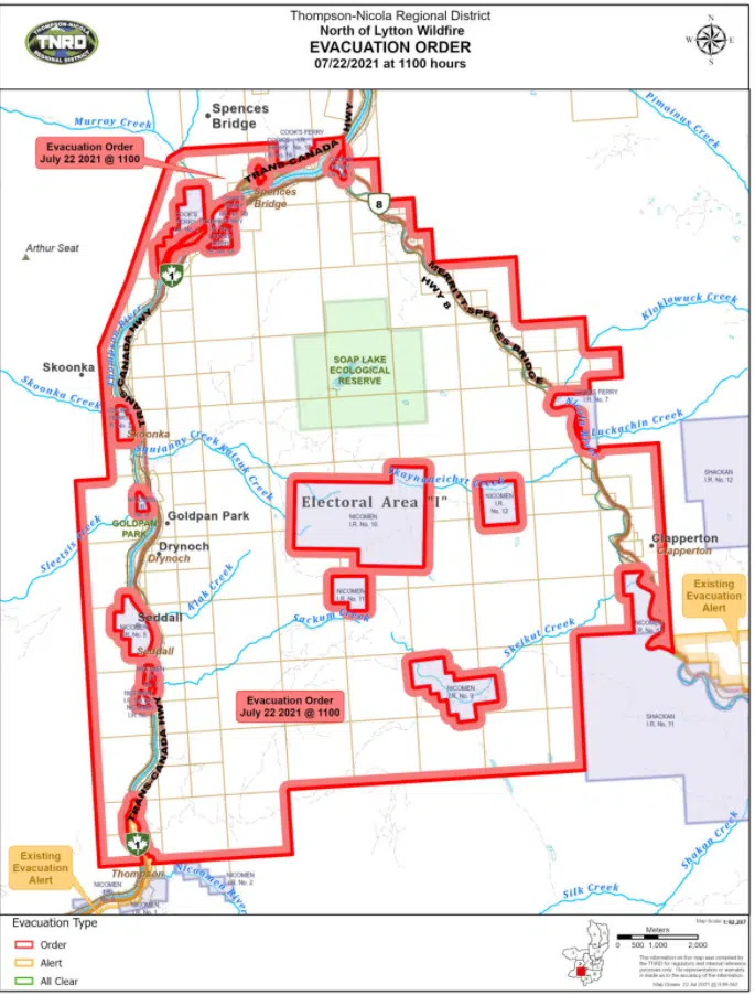 UPDATE: Spences Bridge evacuated because of Lytton Creek wildfire