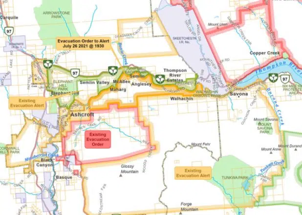 Evacuation order for Walhachin downgraded; alert for Thompson River Estates, Semlin Valley rescinded
