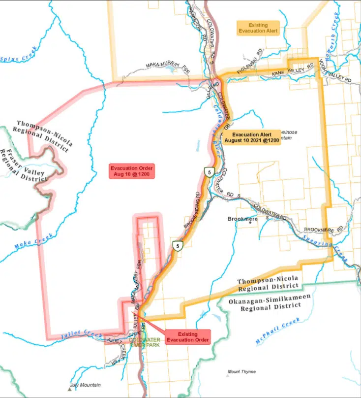 Most evacuation orders lifted near Coquihalla near July Mountain wildfire
