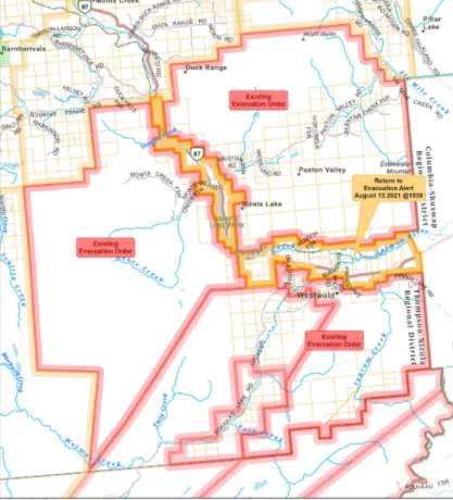 Most of Westwold, parts of Monte Lake taken off of evacuation order Friday night