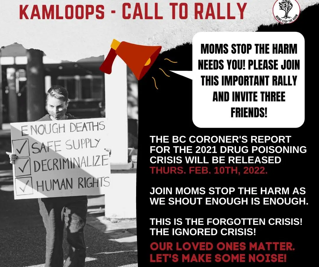 Kamloopsians encouraged to rally outside MLA offices Thursday to bring attention to the overdose crisis