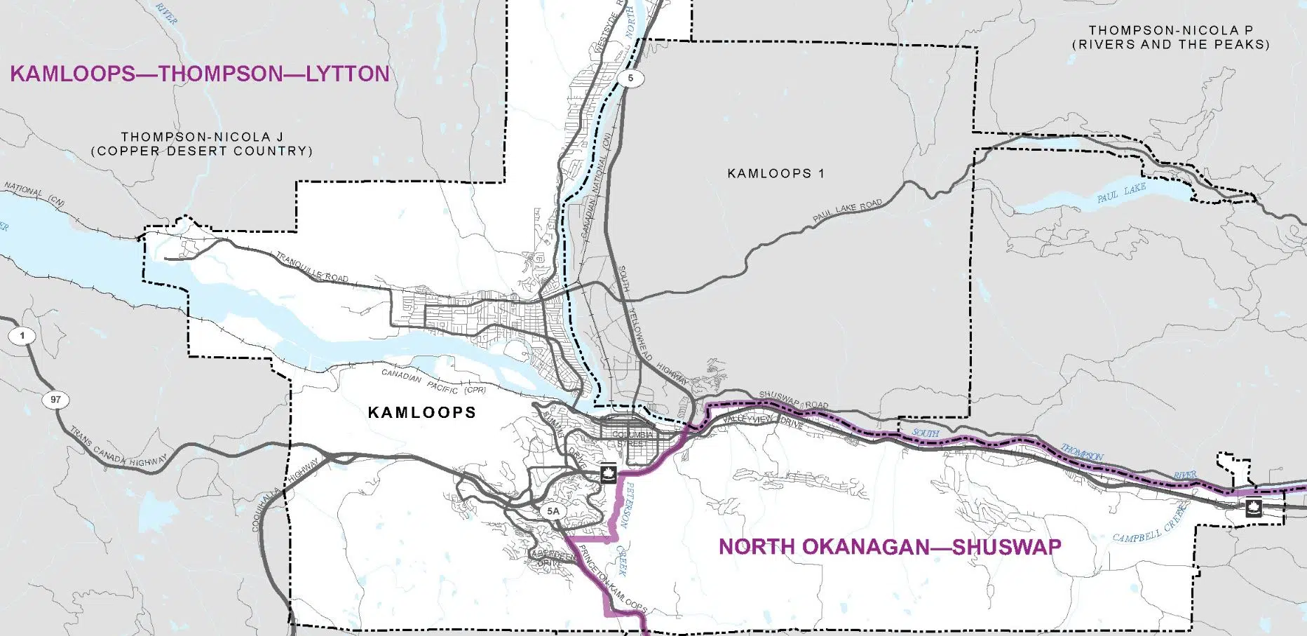 Proposed changes to Federal ridings to split City of Kamloops