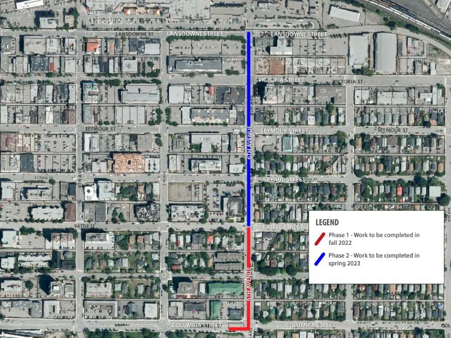 Construction on 6th Avenue bike lane in downtown Kamloops to resume March 13