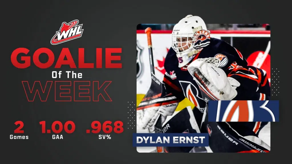 Dylan Ernst named WHL goalie of the week