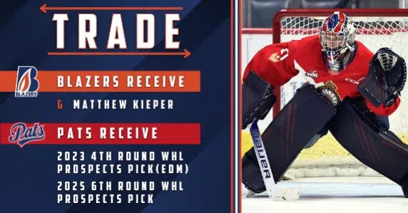 Blazers strike deal with Pats for goaltender
