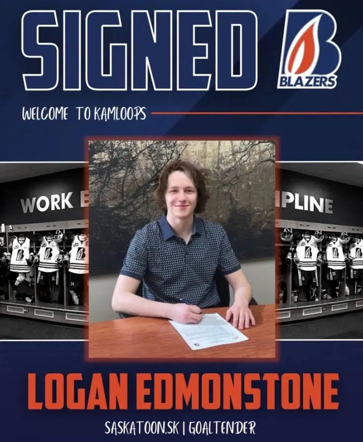 Kamloops Blazers sign 2007-born goaltender Logan Edmonstone