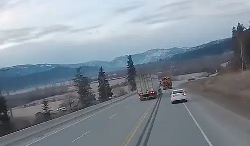 Trucker's dashcam captures near miss on B.C. highway