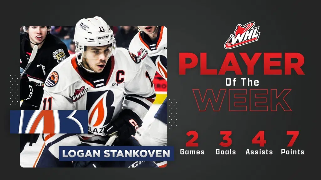 Blazers' captain Logan Stankoven named WHL Player of the Week