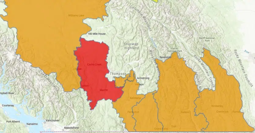 BC River Forecast Centre issues flood warning for Lower Thompson region, west of Kamloops