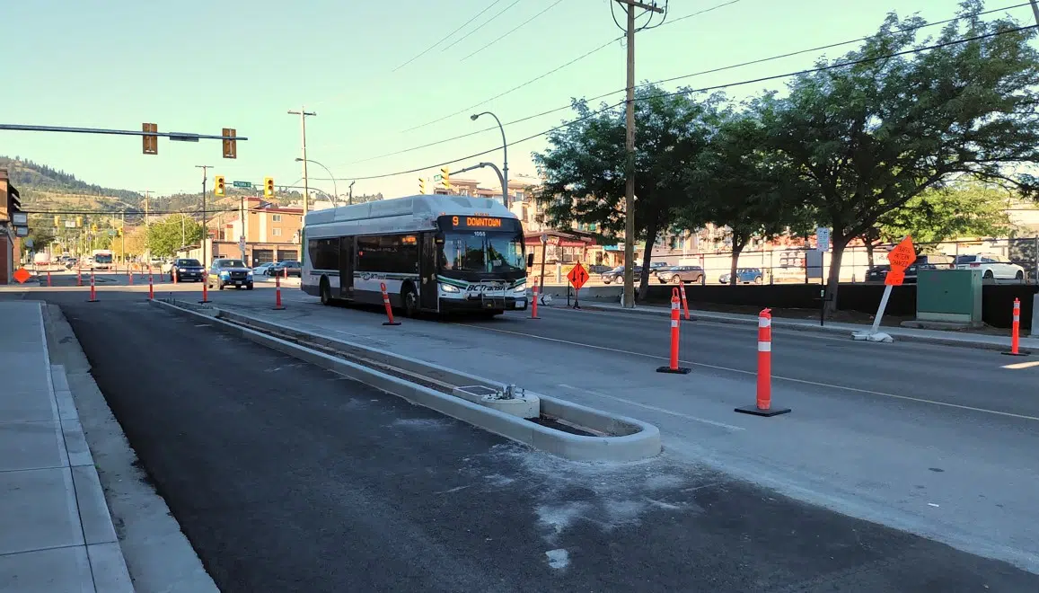 6th Avenue bike lane in downtown Kamloops nearing completion