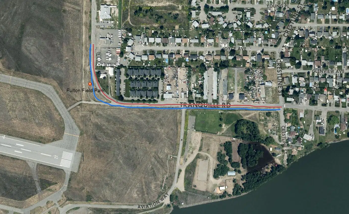 Construction underway on Tranquille Road near Kamloops Airport