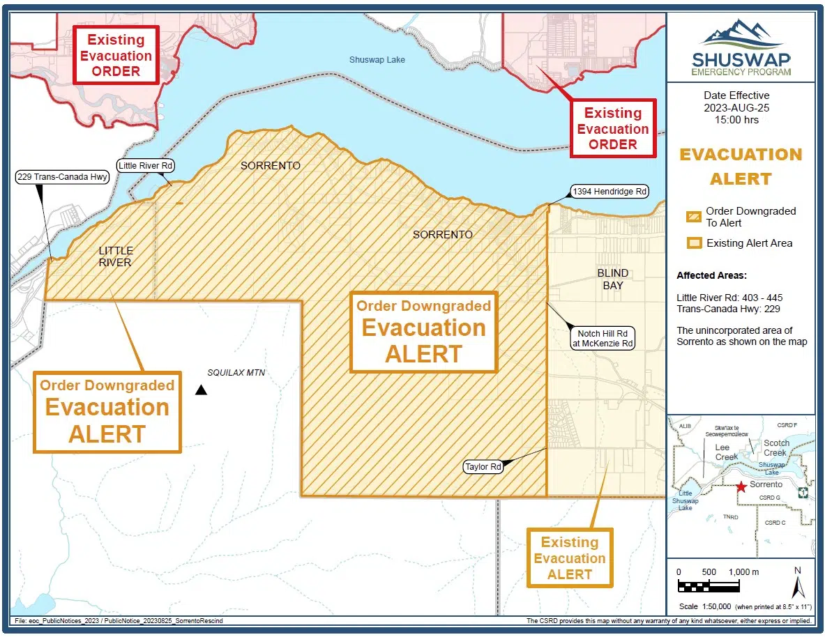 Sorrento-area evacuation orders downgraded to alerts