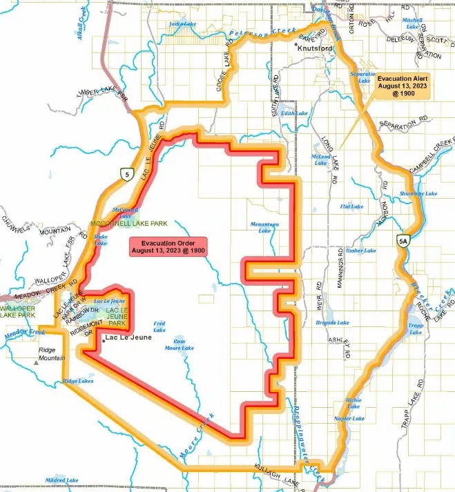 TNRD revises evacuation order south of Kamloops due to Ross Moore Lake fire