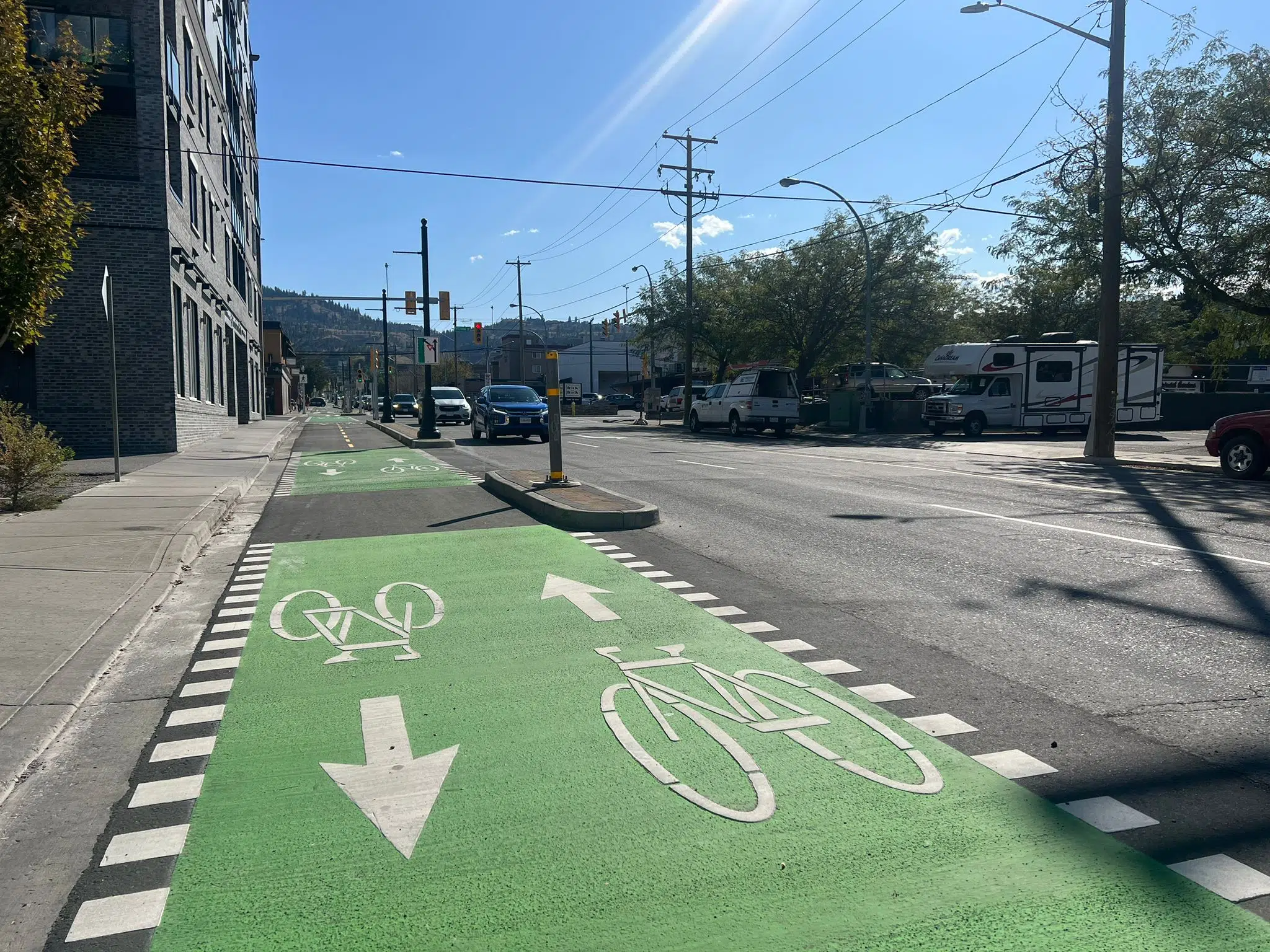 Sixth Avenue Bike Lane in downtown Kamloops operational