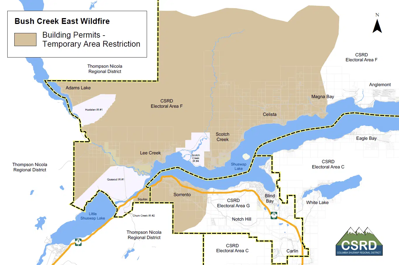 CSRD restricts new building permits in areas impacted by Bush Creek East fire