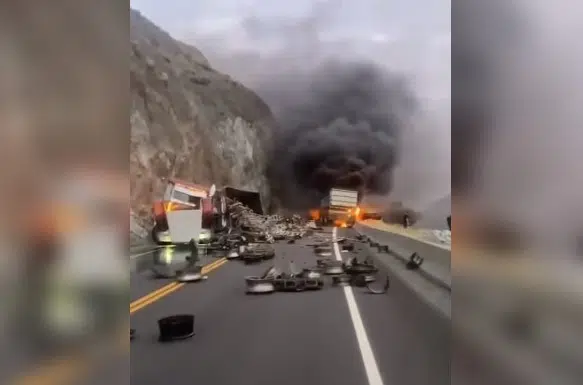 Fiery crash closes Trans Canada Highway between Cache Creek and Spences Bridge