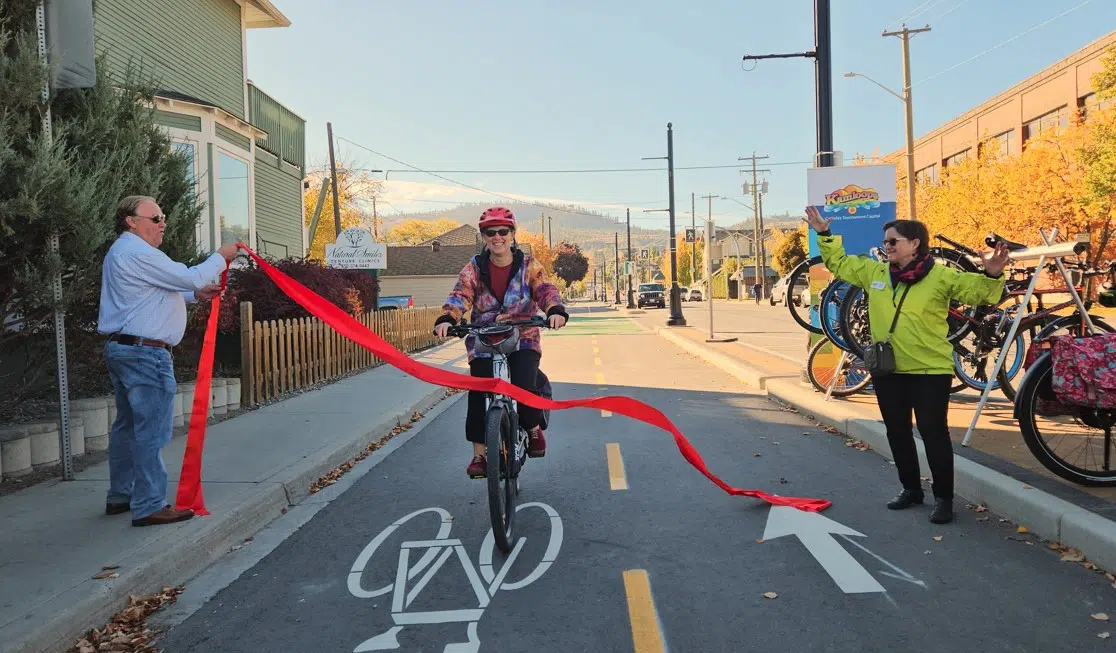 Sixth Avenue bike lane in downtown Kamloops officially open