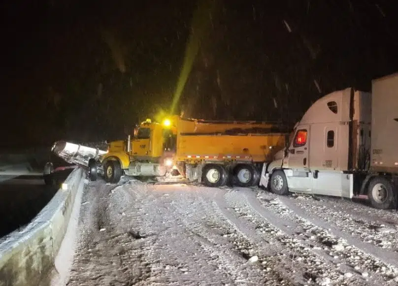 Semi clips plow truck during first major storm of season on Coquihalla