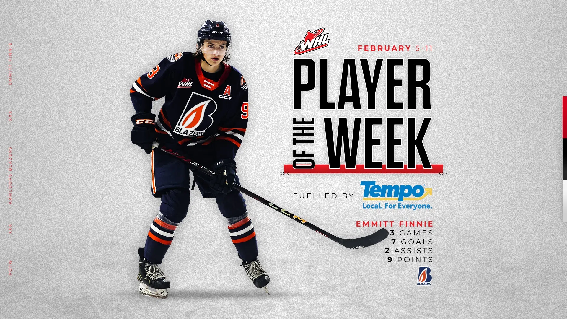 Blazers forward Emmitt Finnie named WHL Player of the Week