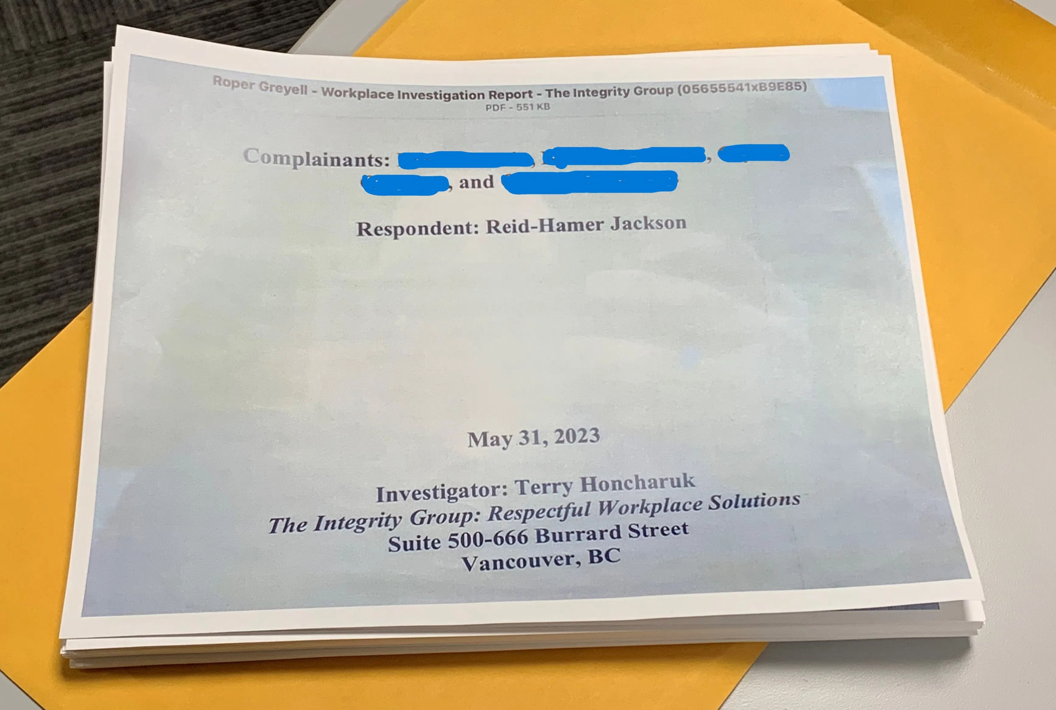 Mayor, Radio NL, obtain copy of internal City Hall "Integrity Report" connected to work place harassment allegations