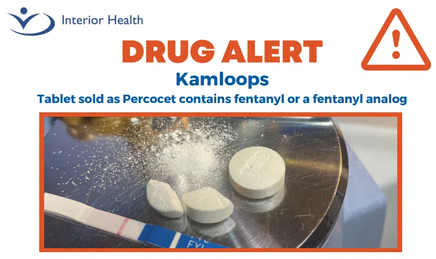 Interior Heath warns of fentanyl being sold as Percocet tablet in Kamloops
