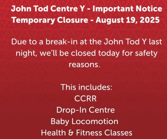 Break-In Forces Temporary Closure of John Tod Centre Y in Kamloops